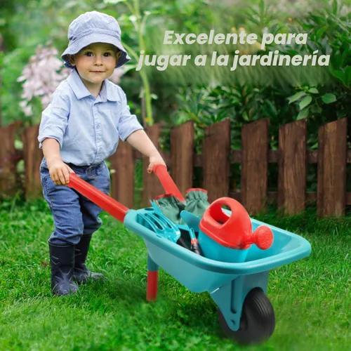 Miniatura 4 de CUTE STONE - Juego de herramientas de jardinería para niños, juguetes de jardín con carretilla, regadera, guantes de jardinería, rastrillo manual