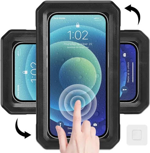 Soporte para teléfono de ducha, resistente al agua, montaje en la pared, rotación de 360°, alta sensibilidad, pantalla táctil, soporte para teléfono