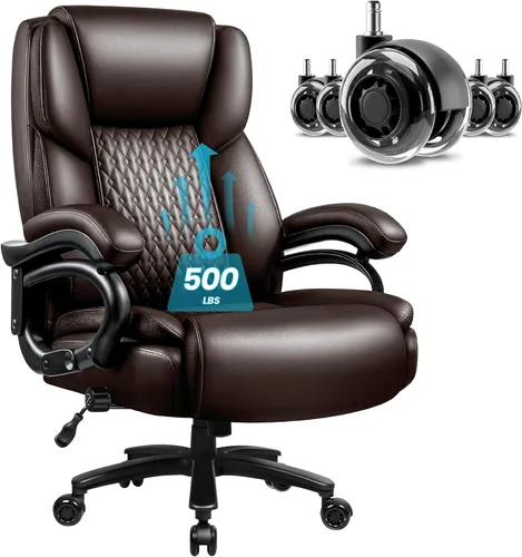 Miniatura 8 de Silla de oficina grande y alta, 500 libras, silla de cuero de oficina ejecutiva resistente para personas pesadas, silla de oficina ergonómica