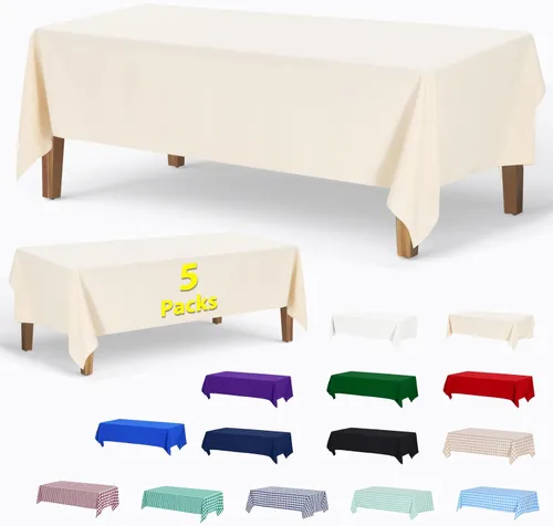 Miniatura 26 de ABCCANOPY Paquete de 3 manteles rectangulares de poliéster de 60 x 84 pulgadas, para interiores y exteriores, resistentes a las manchas, lavable