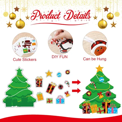 Miniatura 3 de Funrous 24 piezas de kits de manualidades navideñas para niños, adornos colgantes de bricolaje para árboles de Navidad, crea tus propias