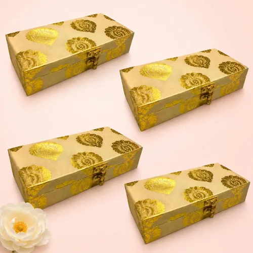 LOVENSPIRE Caja organizadora de viaje de brocado, 4 unidades, cajas de regalo para bodas indias musulmanas paquistaníes punjabi, recuerdo de Nikah,