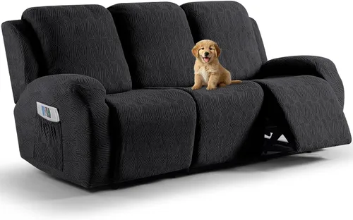 Miniatura 42 de VANSOFY Fundas para sillas reclinables, 4 piezas, elásticas, de tela jacquard, suave funda para silla reclinable, protector de muebles con parte