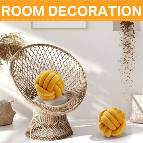 Miniatura 6 de Namalu 2 bolas de almohada de nudo suave, manta redonda decorativa, almohadas de felpa anudadas suaves, cojines de bolas de relleno hechos a mano