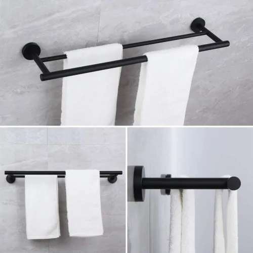 Miniatura 2 de kinzcn SUS 304 - Toallero doble de acero inoxidable de 24 pulgadas, para montaje en pared, toallero para baño, estilo moderno, acabado pulido