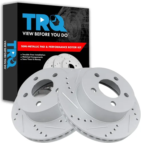 Miniatura 165 de TRQ Juego de rotores de freno de rendimiento trasero con revestimiento G premium compatible con Mazda 6 2014-2021