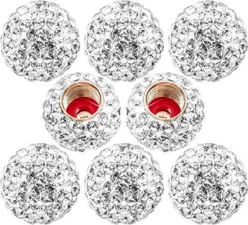 Miniatura 22 de 4 piezas de tapas de vástago de válvula de neumático con cristal brillante de diamante, tapas de válvula de neumático de rueda de coche con brillo