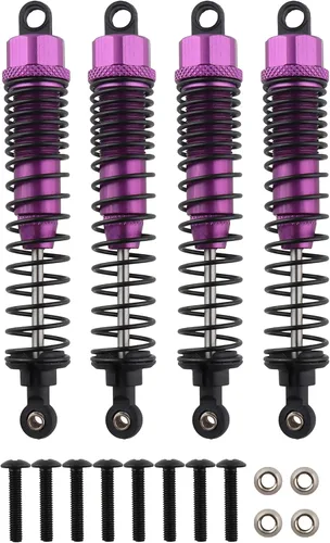 Miniatura 9 de 4 amortiguadores delanteros y traseros, suspensión ajustable de 3.858 in de aluminio para autos RC 1/10 HSP 94166 94106 94107 94155 94170 Buggy Rojo