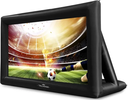 Miniatura 13 de Pantalla de proyector inflable de 30 pies para ver películas de TV en exteriores e interiores, pantalla enorme, soplador, amarres, estacas, bolsas
