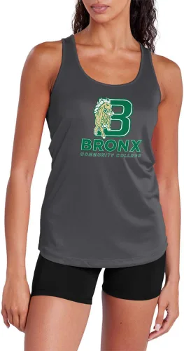 Miniatura 393 de Camiseta deportiva sin mangas oficial de la NCAA Collegiate para mujer, con espalda cruzada, logotipo primario, colección carbón