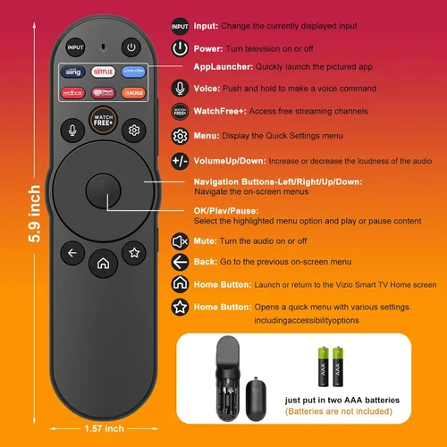 Miniatura 6 de Control remoto por voz compatible con Vizio Smart TV, XRT270 Remoto de repuesto para Vizio FHD 4K Quantum D/P/M/V-Series Smart TV