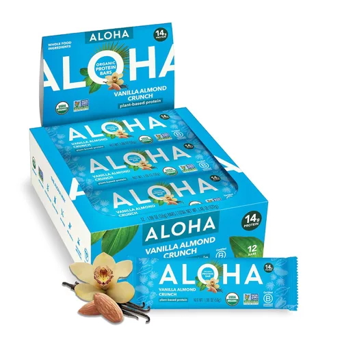 Miniatura 31 de ALOHA Barras de proteínas orgánicas a base de plantas, almendras y chocolate de coco, 12 unidades, barras de 1.98 onzas, veganas, bajas en azúcar