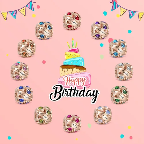 Miniatura 55 de Abalorio de plata de ley 925 con piedra natal de Ningan, abalorio de corazón para pulseras y collares, regalo de cumpleaños para mujeres y niñas