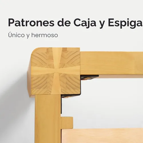 Miniatura 6 de Lifezone Marco de cama de plataforma de madera tamaño Queen, madera maciza de alta calidad, estructura resistente, patas de 3.78 pulgadas de grosor