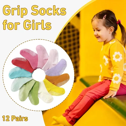 Miniatura 5 de GRPSKCOS 12 pares de calcetines antideslizantes para niñas de 1 a 7 años