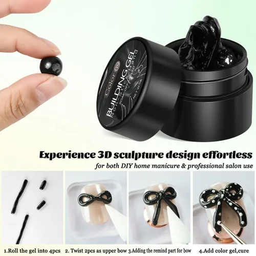 Miniatura 4 de Fcozpjk Kit de gel sólido constructor, 2 unidades de gel de escultura 3D negro no pegajoso para tallar a mano con bolígrafo de silicona, geles duros