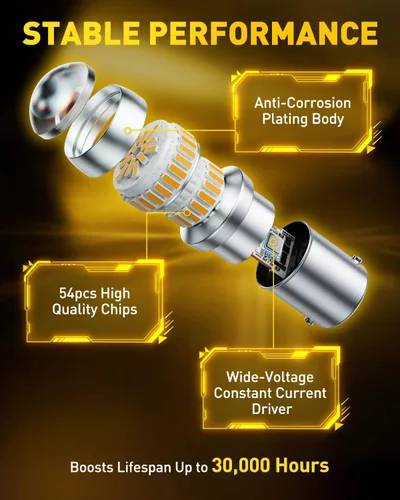 Miniatura 7 de AUXITO 1156 - Focos LED amarillo ámbar 400% súper brillante 7506 BA15S P21W con proyector para focos LED de señal de giro delantero trasero, foco