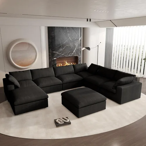 Miniatura 42 de Cloud - Sofá modular convertible de 80.3 pulgadas en forma de L para sala de estar con otomana de almacenamiento, sofás profundos minimalistas