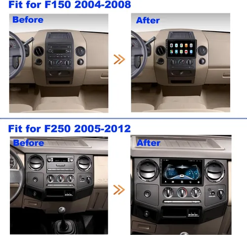 Miniatura 2 de QLED Radio de 10 pulgadas para Ford F150 2004 2005 2006 2007 2008, F250 2005-2012, CarPlay Android Auto Ready, pantalla táctil estéreo, cámara