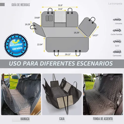 Miniatura 5 de Vailge Funda de asiento de automóvil para perro, 100% impermeable, funda para asiento trasero para perros con ventana de malla, evita arañazos, Negro