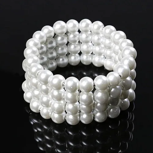 Miniatura 6 de Long tiantian Juego de pulseras de perlas para mujer, pulsera de diamantes de imitación de cristal multicapa, brazaletes con cuentas elásticas