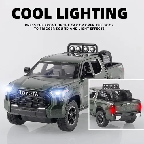 Miniatura 3 de OANMYJJO Camiones de juguete para niños 1/24 Tundra modelo de metal fundido a troquel de juguete, modelo de automóvil con luz y sonido, camiones