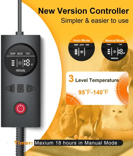 Miniatura 4 de uncn Almohadilla térmica para perros y gatos, activada por presión, de 18 x 22 pulgadas, paquete de calor para mascotas, alfombrilla eléctrica