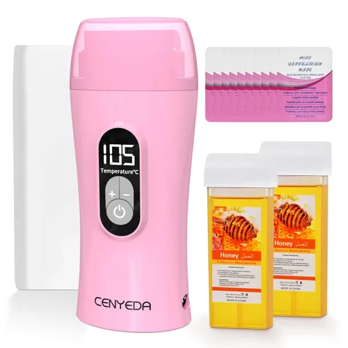 Miniatura 7 de Kit de Cera de Miel Digital para Depilación Femenina - Calentador Roll On con 2 Cartuchos y 100 Tiras de Cera Negro