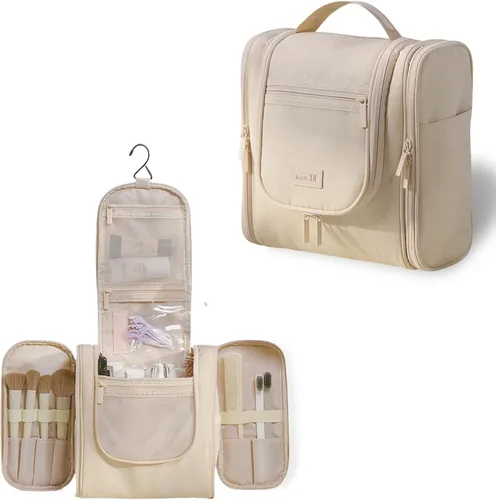 Miniatura 40 de L&FY Neceser portátil multifuncional para viaje, estuche de maquillaje y cosméticos, organizador de artículos de aseo, A-Negro