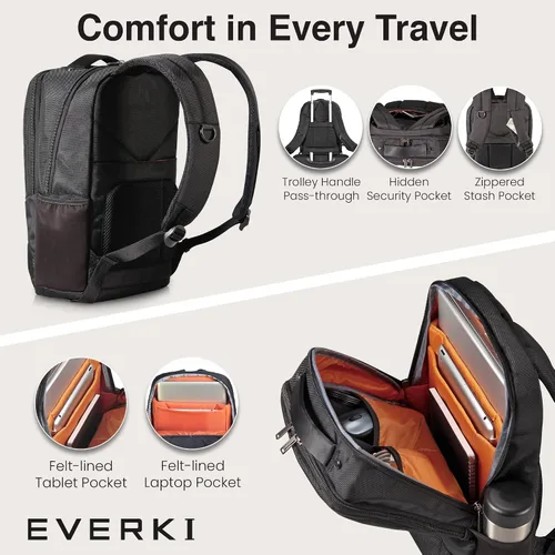 Miniatura 4 de EVERKI Studio Slim Business Professional - Mochila para laptop MacBook Pro 15 de 14.1 pulgadas, ligera, para hombres o mujeres (EKP118), color negro