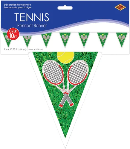Miniatura 2 de Beistle Banderín de tenis de plástico para decoraciones de fiesta de cumpleaños con temática deportiva, 11 "x 7' 4