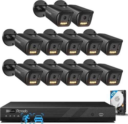 Miniatura 11 de Sistema de cámara de seguridad de 32 canales, 20 cámaras IP PoE de 5 MP, visión nocturna a color inteligente, conversación de audio de 2 vías