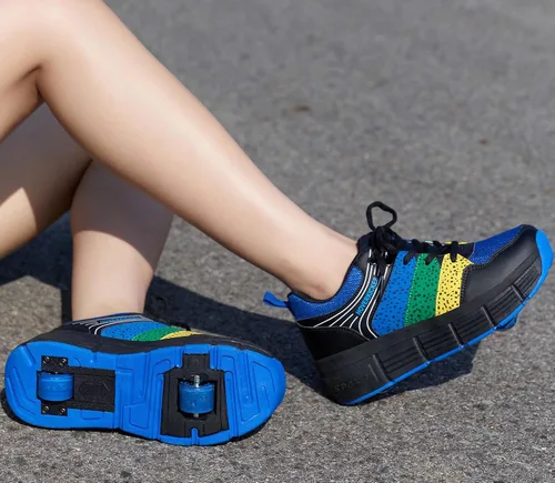 Miniatura 6 de Zapatos deportivos con ruedas para niños y niñas, calzado unisex con tacón con ruedas, tenis deportivos de primera calidad para niños y niñas