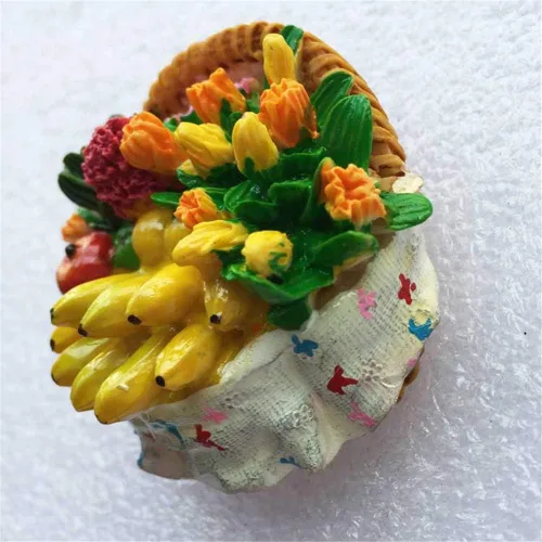 Miniatura 3 de Cesta de frutas 3D imán de nevera decoración del hogar y cocina resina fruta refrigerador imán