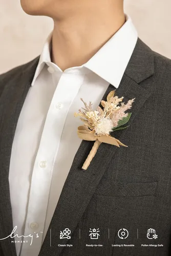 Miniatura 2 de Ling's Moment Boutonniere para Hombre, juego de 10 ramilletes para invitados, flores artificiales para decoración de boda/baile/regreso a casa, etc.