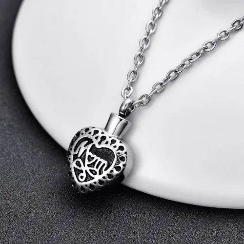Miniatura 20 de Collar de urna conmemorativa de acero inoxidable para cenizas con texto en inglés "Dad in Heart", Acero inoxidable