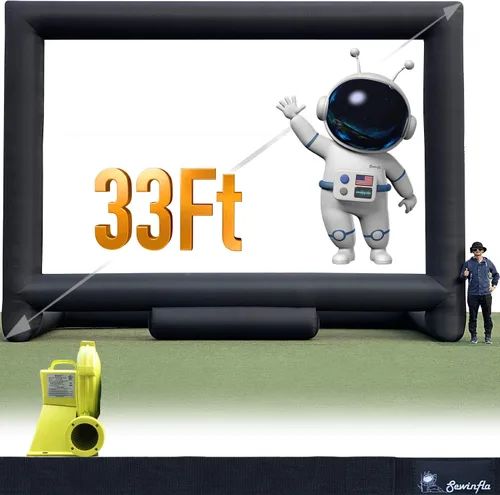 Miniatura 9 de Pantalla de proyector de película inflable para exteriores de 14 pies con ventilador integrado que soporta proyección frontal y trasera, pantalla