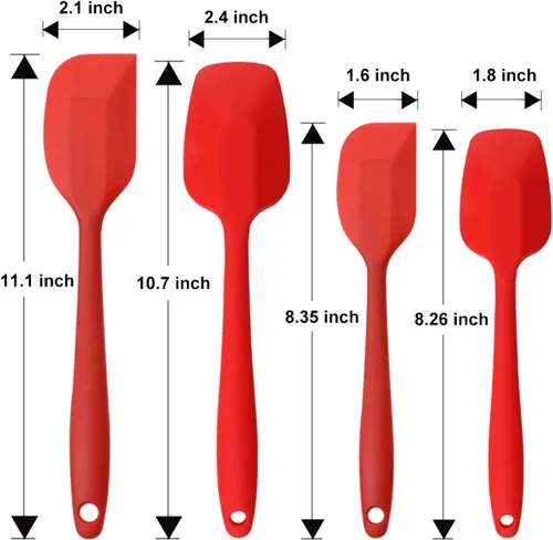 Miniatura 6 de Juego de espátulas de silicona, espátula de cuchara de goma, espátula resistente al calor, diseño de una pieza, espátula sin costuras, espátula rojo
