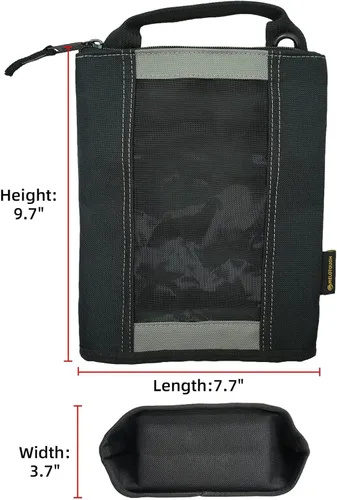 Miniatura 3 de Bolsa de herramientas con cremallera MELOTOUGH - Bolsa con cierre y ventana de malla con ojales para colgar (3, Gris)