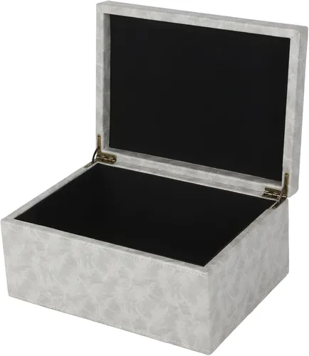 Miniatura 12 de HofferRuffer Caja decorativa de piel sintética, caja de recuerdos de estructura de madera grande, organizador de accesorios, organizador de joyas
