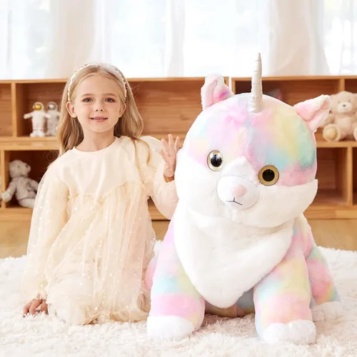 Miniatura 2 de EARTHSOUND Juguete de Peluche de Animal Relleno Caticornio Gato Unicornio Gigante, Juguetes Suaves Lindos Grandes Jumbo, 23 pulgadas Gran