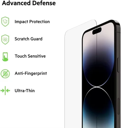 Miniatura 2 de Belkin TemperedGlass - Protector de pantalla para iPhone 14 Pro Max, accesorios para iPhone 14 Pro, fácil aplicación con bandeja guía