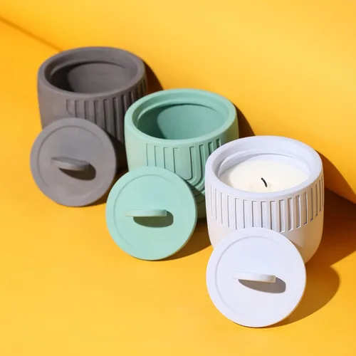 Miniatura 6 de Molde de silicona de tapa de cemento simple Molde cilíndrico de contenedor de vela de hormigón DIY recipiente de vela Herramienta de decoración