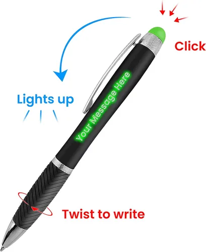 Miniatura 4 de Bolígrafos personalizados, paquete de 100 unidades, grabado láser sin granel, bolígrafo de 3 pulgadas, lápiz óptico y área personalizada con luz