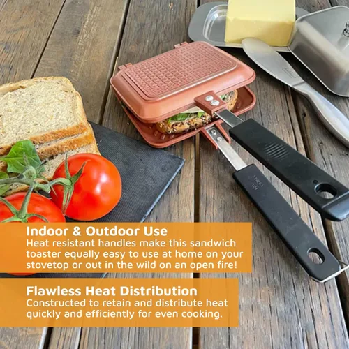 Miniatura 3 de Jean-Patrique Toastie Maker - Prensa de panini de cerámica de cobre - Máquina de queso a la parrilla antiadherente - Sandwichera tostada