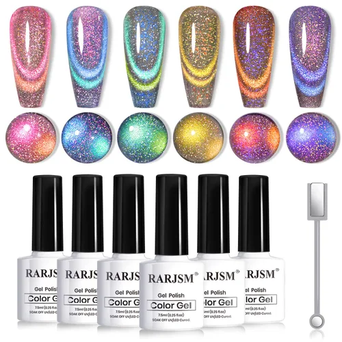 Miniatura 30 de RARJSM Juego de Esmaltes de Gel Nude Colección Jelly Pink de 6 Colores Naturales Transparentes Rosa Translúcido Lechoso Malva Morado Marrón Claro