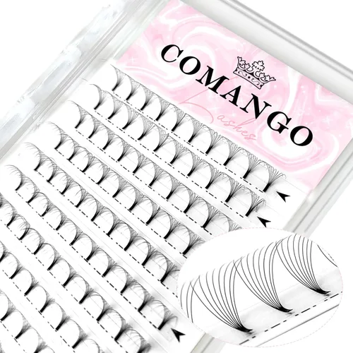 Miniatura 61 de CoMango Extensiones de pestañas de volumen 3D/4D/5D/6D/10D, grosor de 0.003 in, rizo C/D, tallo corto de 0.315-0.591 in, extensiones de pestañas