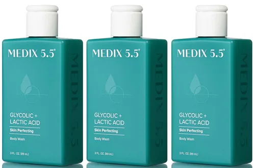 Miniatura 14 de MEDIX - Juego de 3 piezas para el cuidado de la piel antienvejecimiento Limpiador facial y corporal espumoso exfoliante con ácido glicólico AHA +