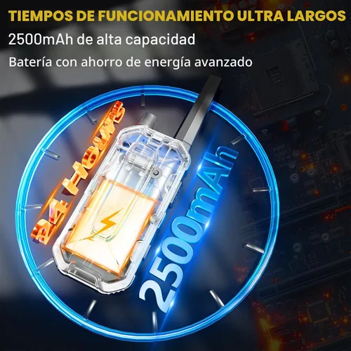 Miniatura 3 de Walkie Talkies para adultos de largo alcance – Paquete de 4 radios bidireccionales FRS recargables de alta resistencia con alerta meteorológica