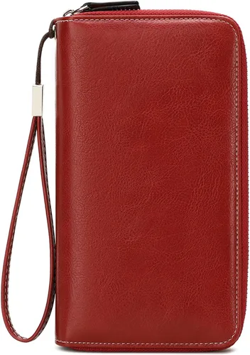 Miniatura 10 de VONCOSS Cartera larga con cremallera alrededor de las mujeres de gran capacidad, para tarjetas de crédito, soporte para teléfono, embrague